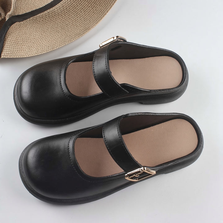 SUNKISSEDSTEP Women’s Buckle Strap Closed Toe Mule Sandals