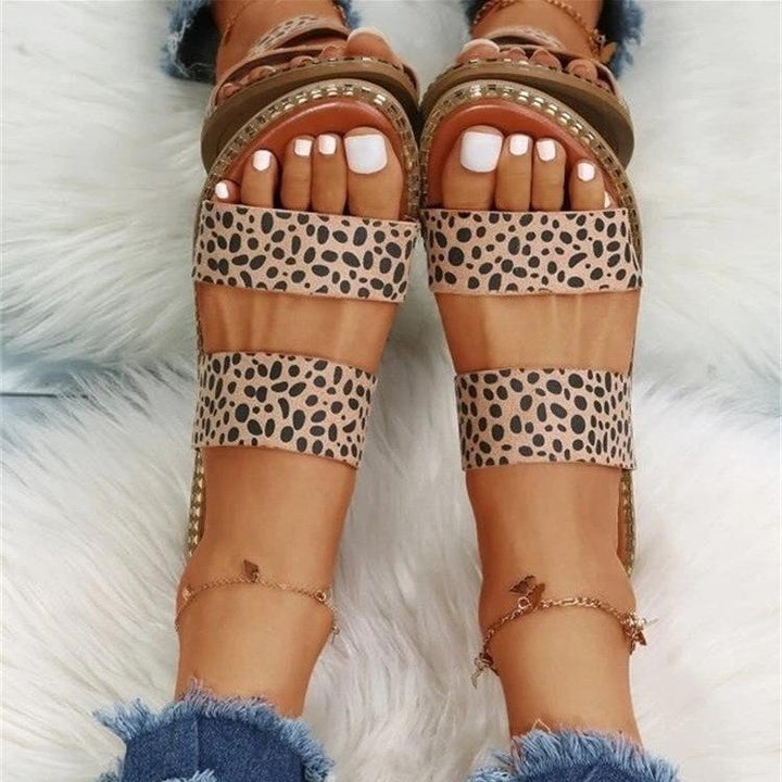 SUNKISSEDSTEP Women’s Luna Leopard Flat Slides