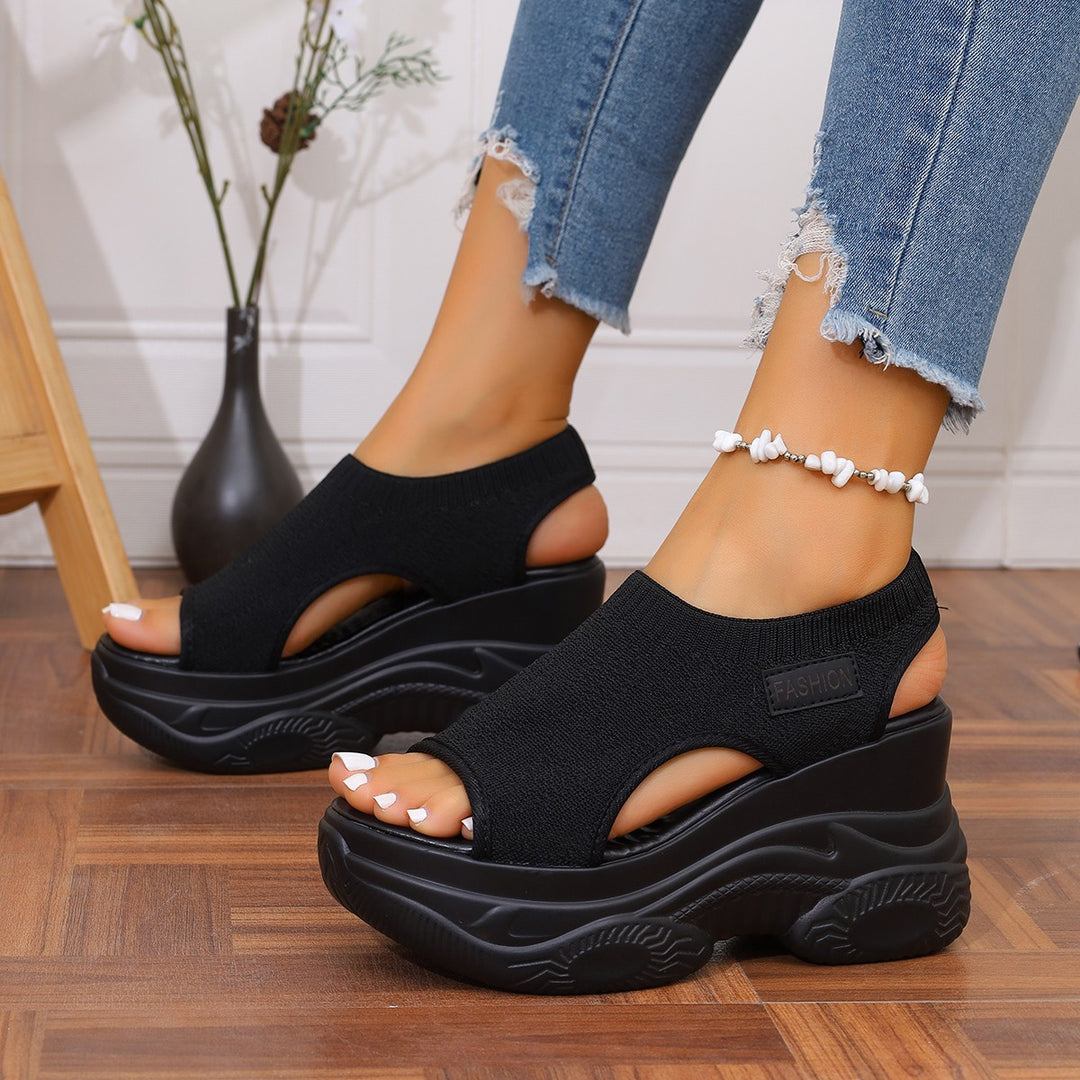 Breathable Knit Platform Sandals
