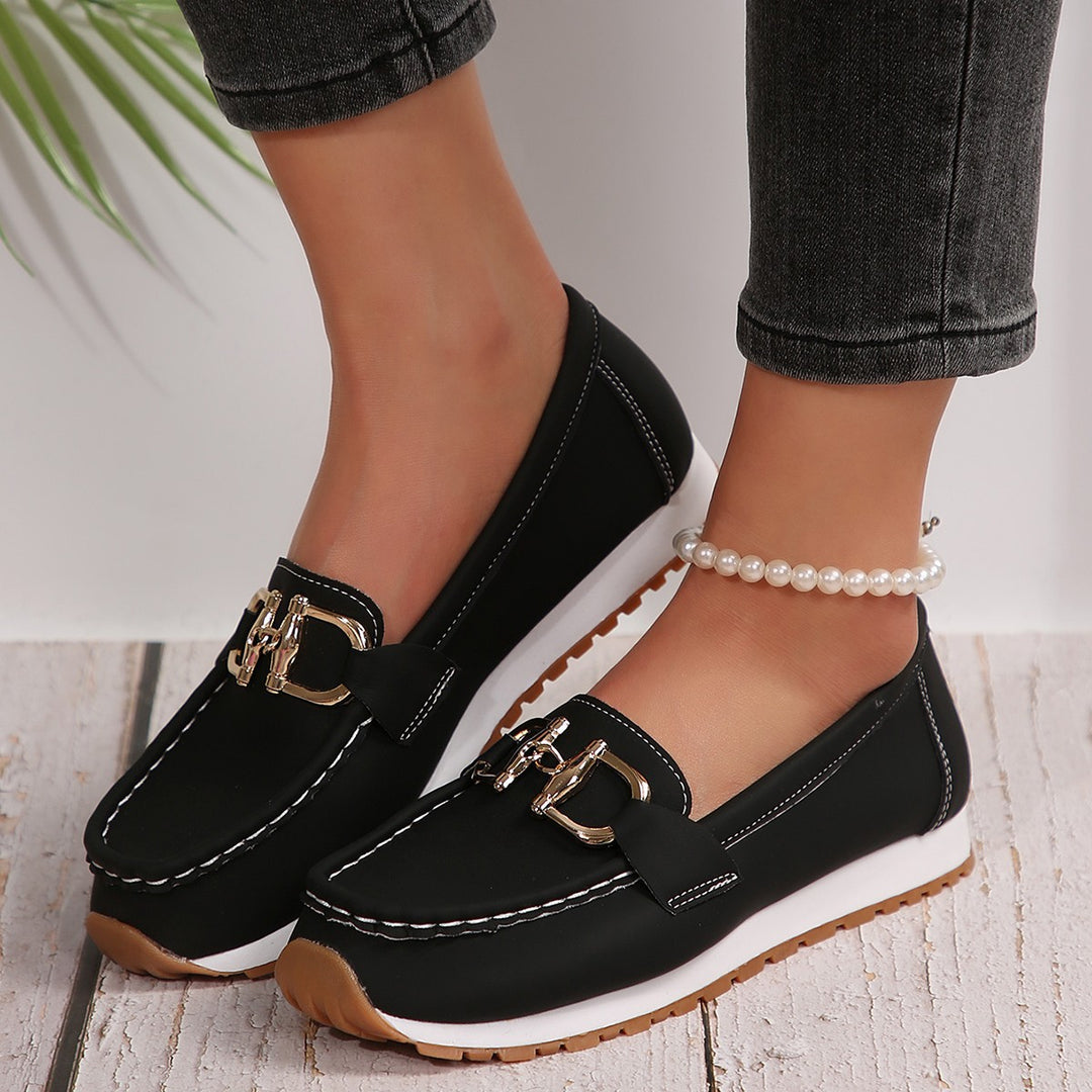 SUNKISSEDSTEP Women’s Chain Detail Platform Loafers