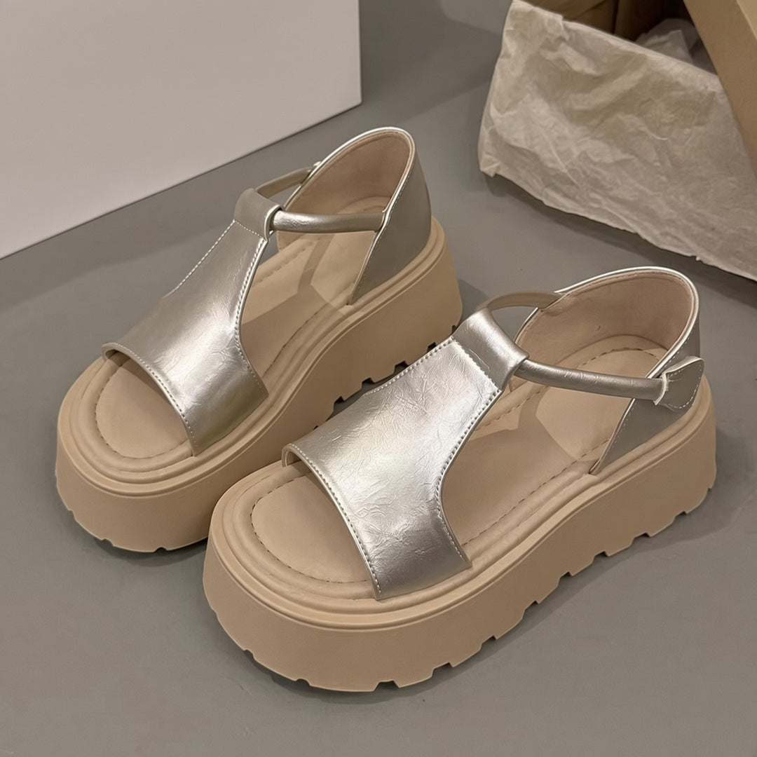 SUNKISSEDSTEP Women’s Metallic Platform Fisherman Sandals