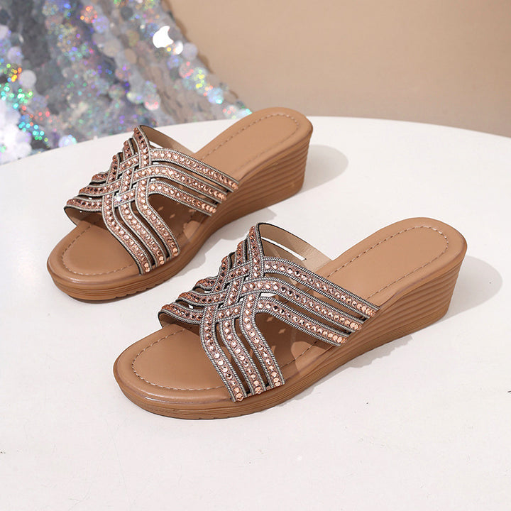 SUNKISSEDSTEP Women’s Rhinestone Wedge Slides (US 6–9.5)