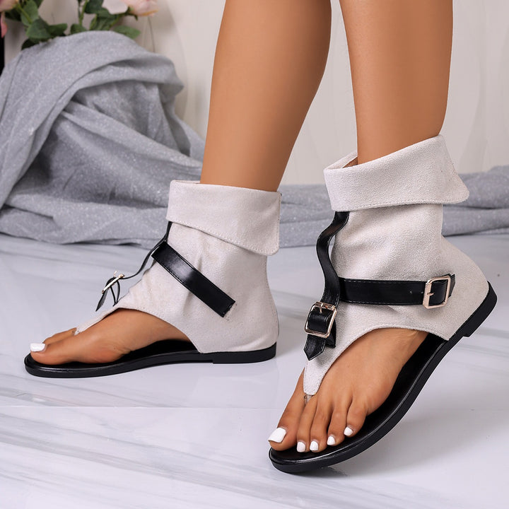 SUNKISSEDSTEP Women’s Vintage Buckle T-Strap Flat Sandals