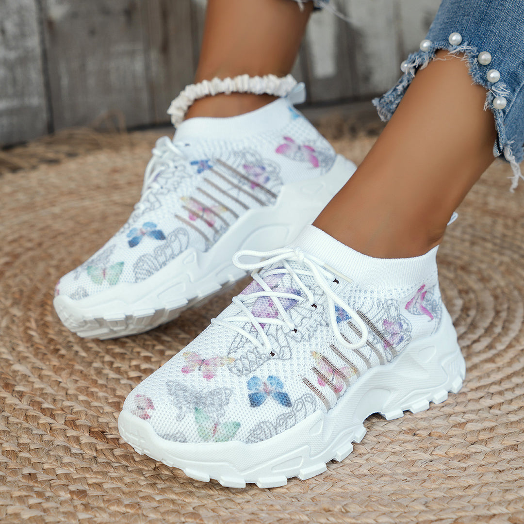 SUNKISSEDSTEP Women’s Butterfly Print AirMesh Walking Sneakers