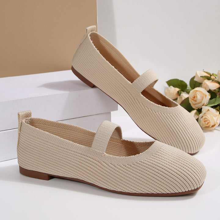 SUNKISSEDSTEP Women’s AiryKnit Square-Toe Mary Jane Flats