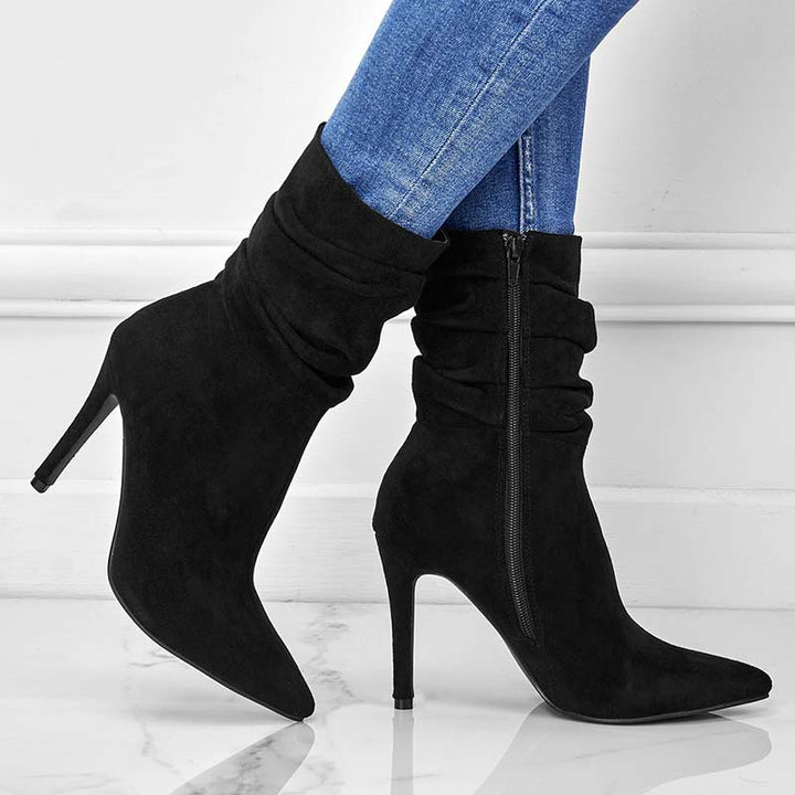 SUNKISSEDSTEP Women’s Refined Slouch Stiletto Ankle Boots