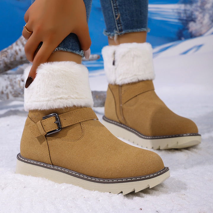 SUNKISSEDSTEP Women’s Buckle Plush-Lined Winter Snow Boots
