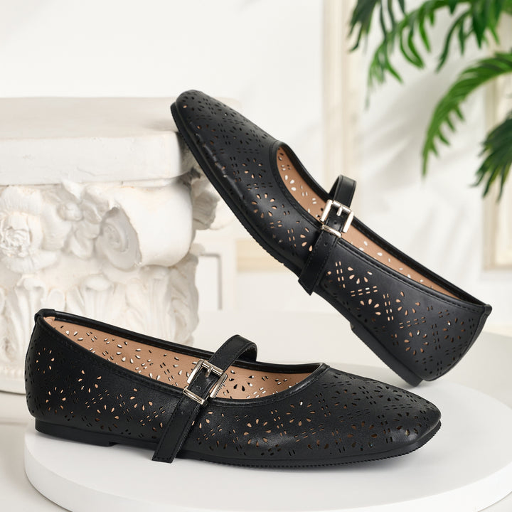 SUNKISSEDSTEP Women’s Airy Cutout Mary Jane Ballet Flats
