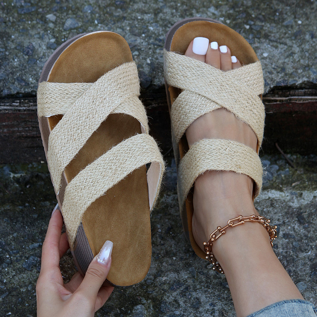 SUNKISSEDSTEP Women’s Cross-Style Slide Sandals (US 5.5–9.5)