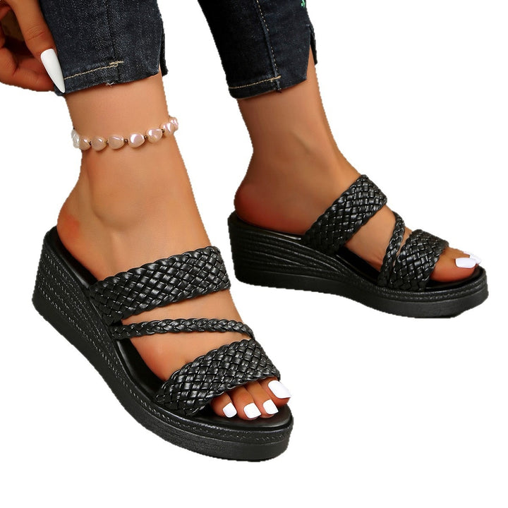 SUNKISSEDSTEP Women’s Isla Braided Platform Wedge Slides (US 5.5–9.5)