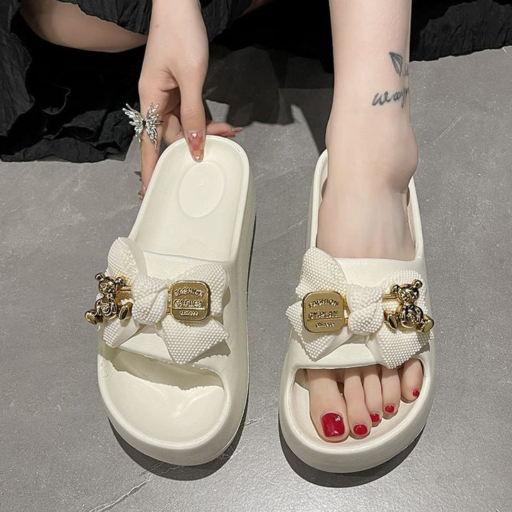 SUNKISSEDSTEP Women’s Cute Bow EVA Platform Slides