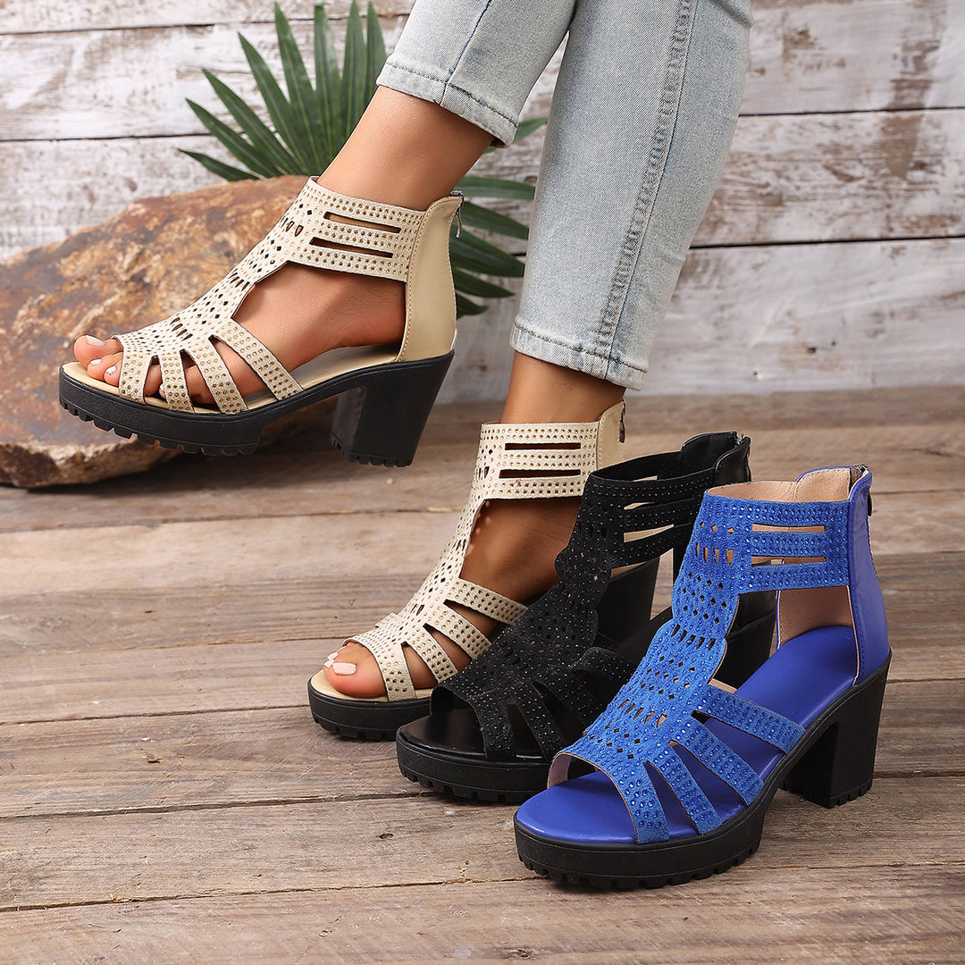 SUNKISSEDSTEP Women’s Verona Peep-Toe Platform Heeled Sandals (US 5.5–8.5)