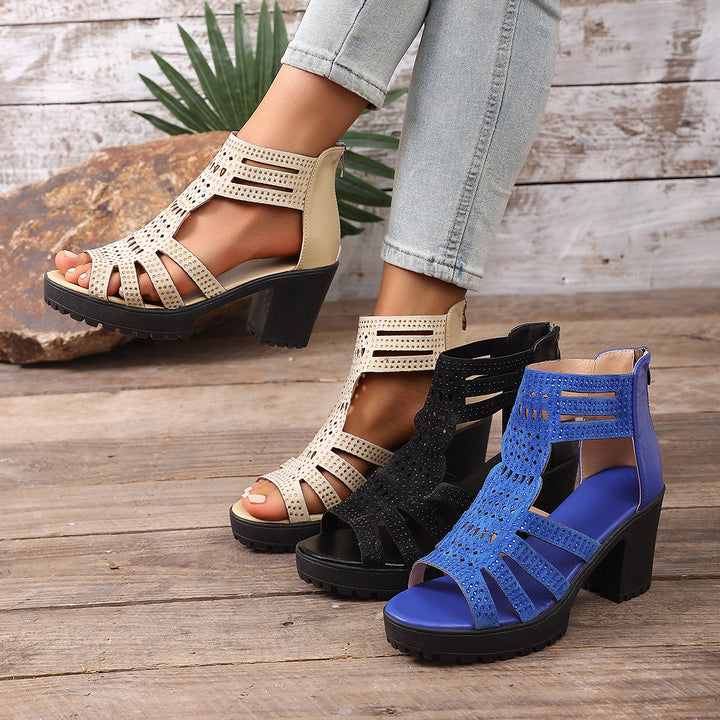 SUNKISSEDSTEP Women’s Verona Peep-Toe Platform Heeled Sandals (US 5.5–8.5)