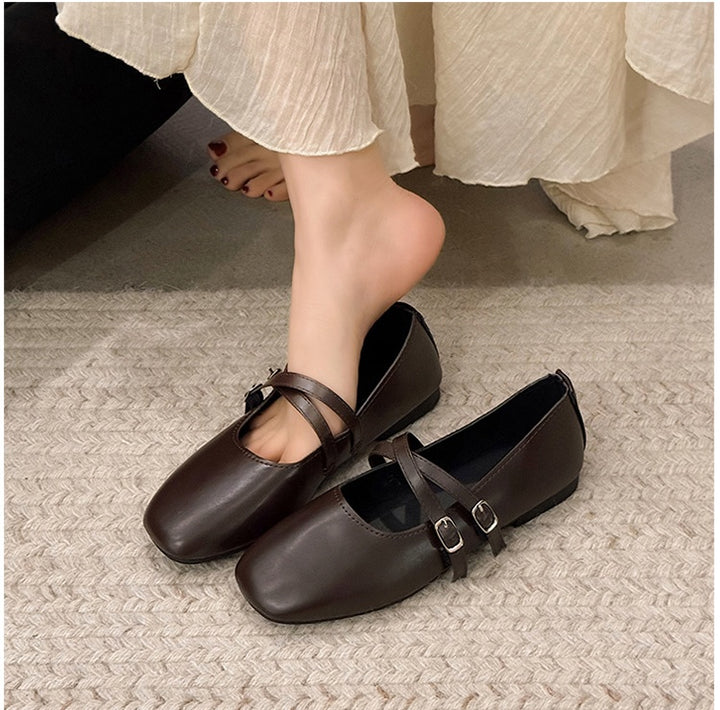 Square Toe Mary Jane Flats