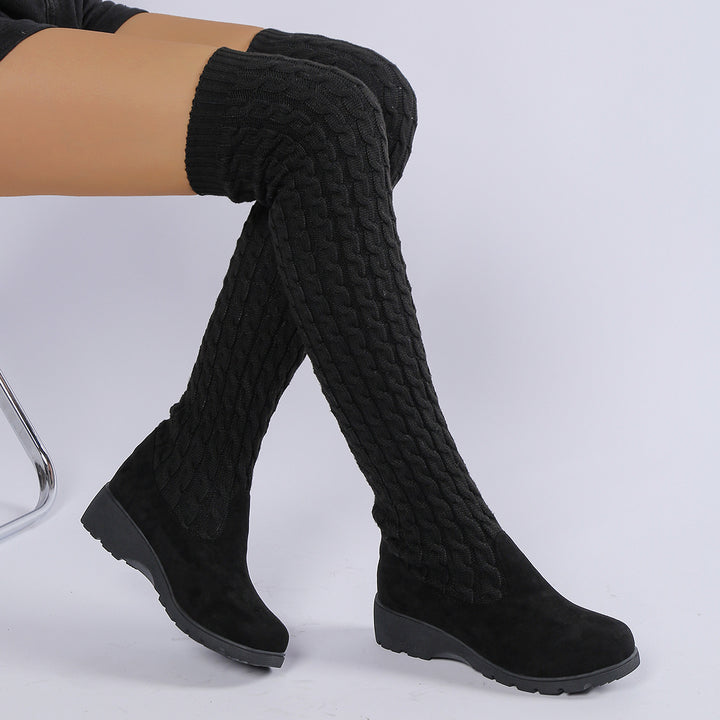 SUNKISSEDSTEP Women’s CableKnit Stretch Tall Boots