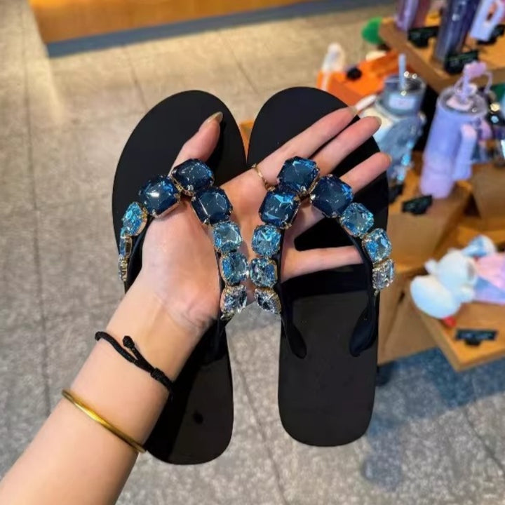 Rhinestone Platform Flip-Flop Sandals