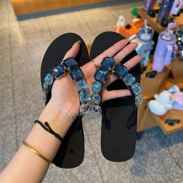 Rhinestone Platform Flip-Flop Sandals