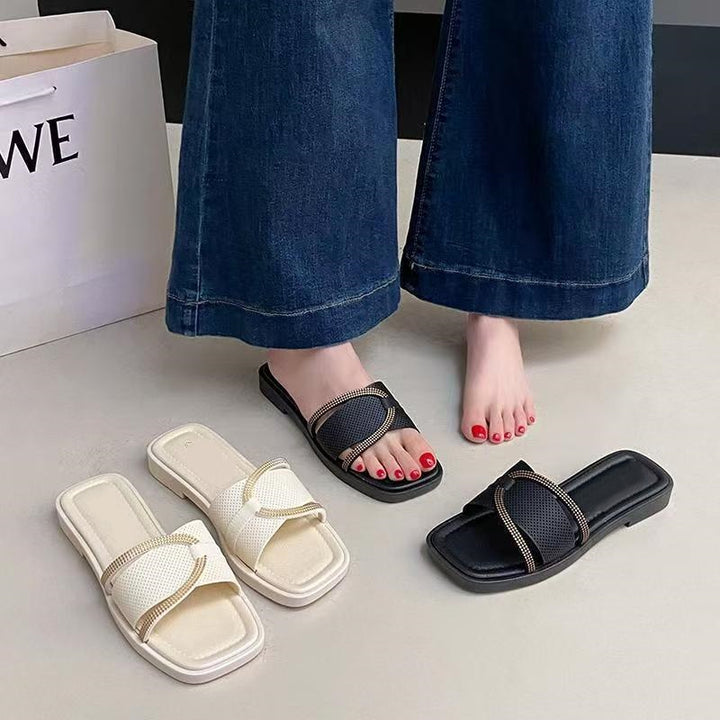 SUNKISSEDSTEP Women’s Harper Chain Accent Comfort Slides (US 6–8.5)