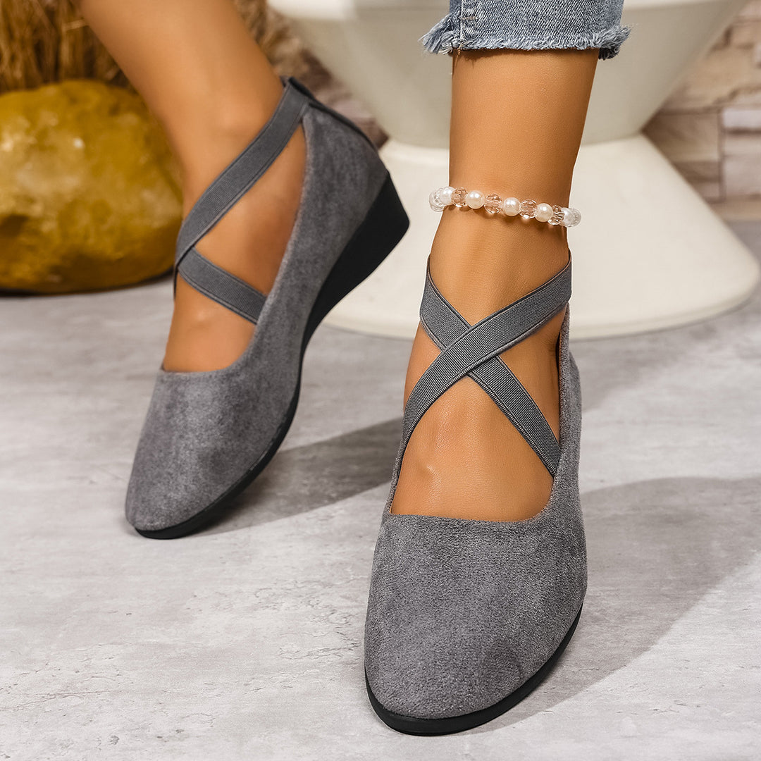 Pointed Toe Suede Wedge Flats