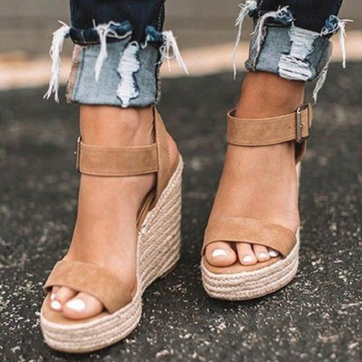 Peep Toe Espadrille Wedge Sandals