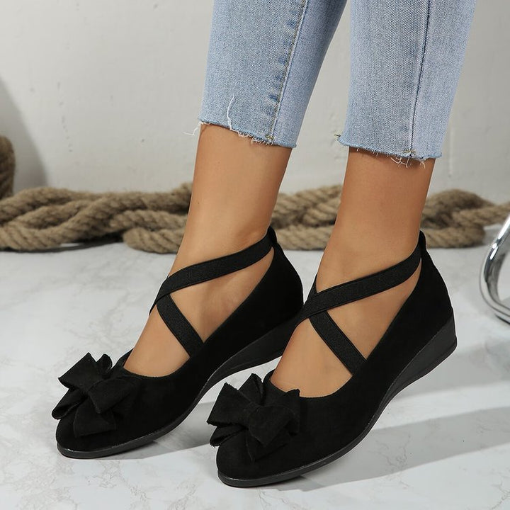 SUNKISSEDSTEP Women’s Elastic Cross-Strap Wedge Flats (US 6–9.5)