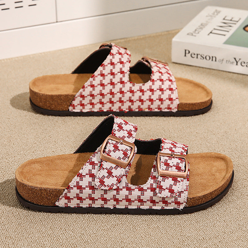 SUNKISSEDSTEP Women’s &amp; Men’s Coastal Cork Double-Buckle Slides (US 6–11)
