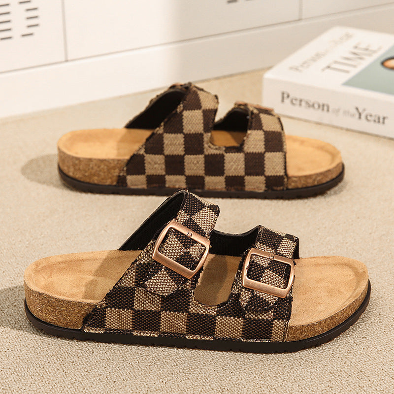 SUNKISSEDSTEP Women’s &amp; Men’s Coastal Cork Double-Buckle Slides (US 6–11)