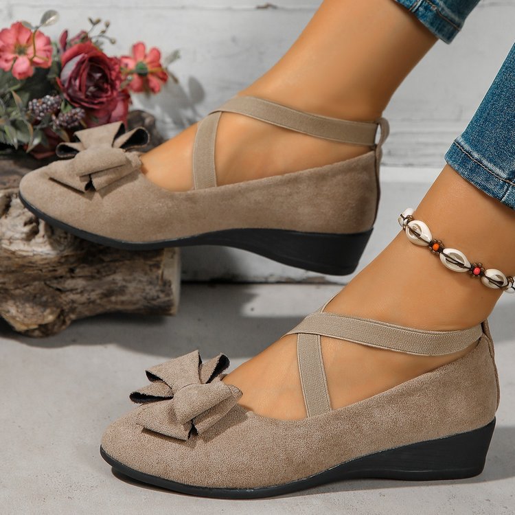 SUNKISSEDSTEP Women’s Elastic Cross-Strap Wedge Flats (US 6–9.5)