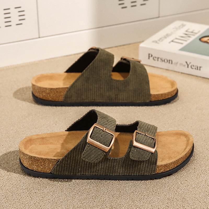 SUNKISSEDSTEP Women’s &amp; Men’s Coastal Cork Double-Buckle Slides (US 6–11)