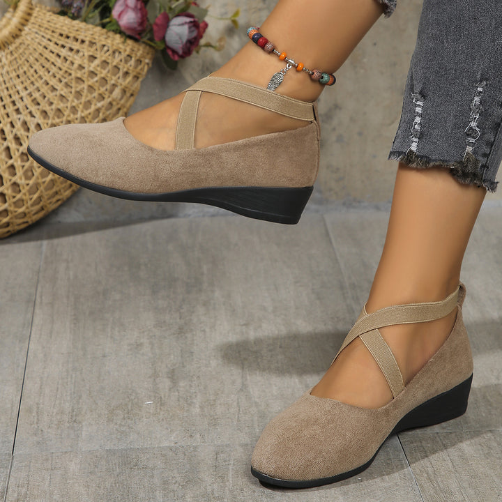 SUNKISSEDSTEP Women’s Elastic Cross-Strap Wedge Flats (US 6–9.5)