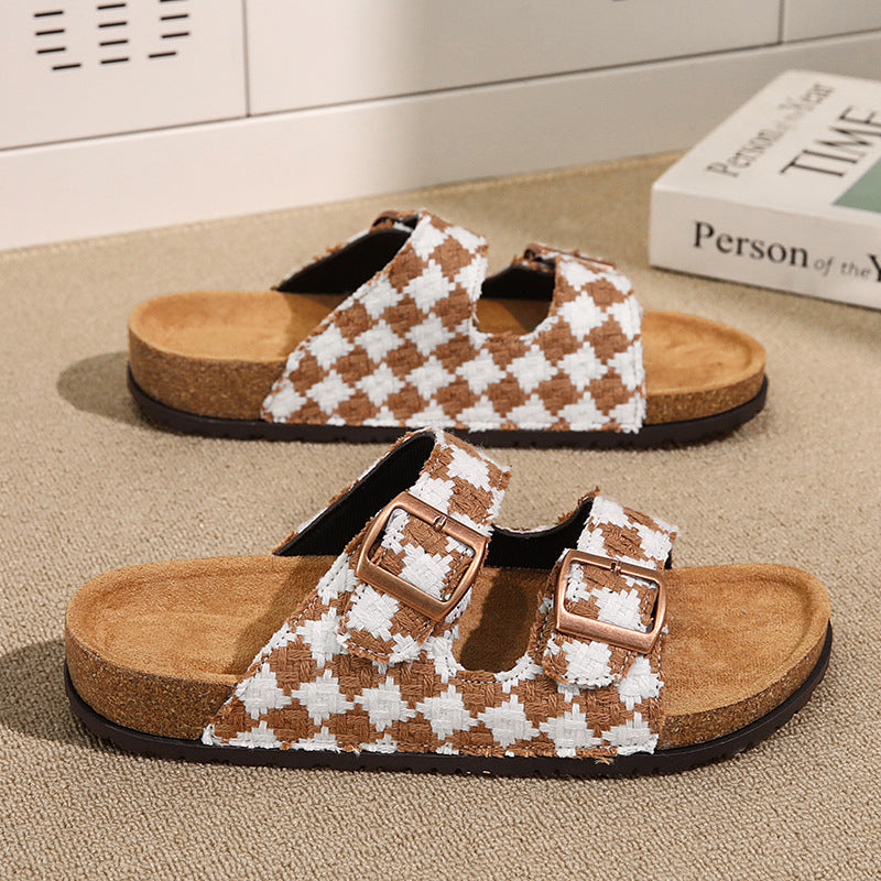 SUNKISSEDSTEP Women’s &amp; Men’s Coastal Cork Double-Buckle Slides (US 6–11)
