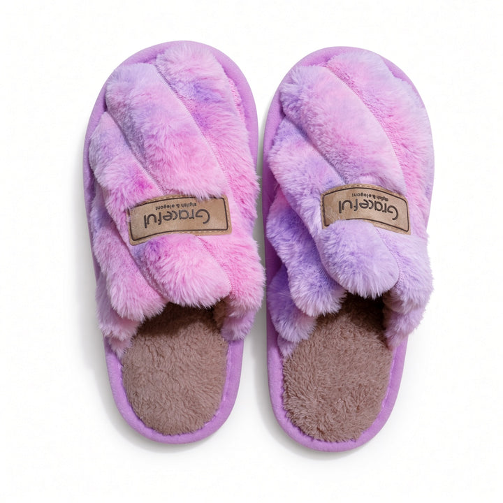 SUNKISSEDSTEP Women’s Cross-Band Plush House Slippers