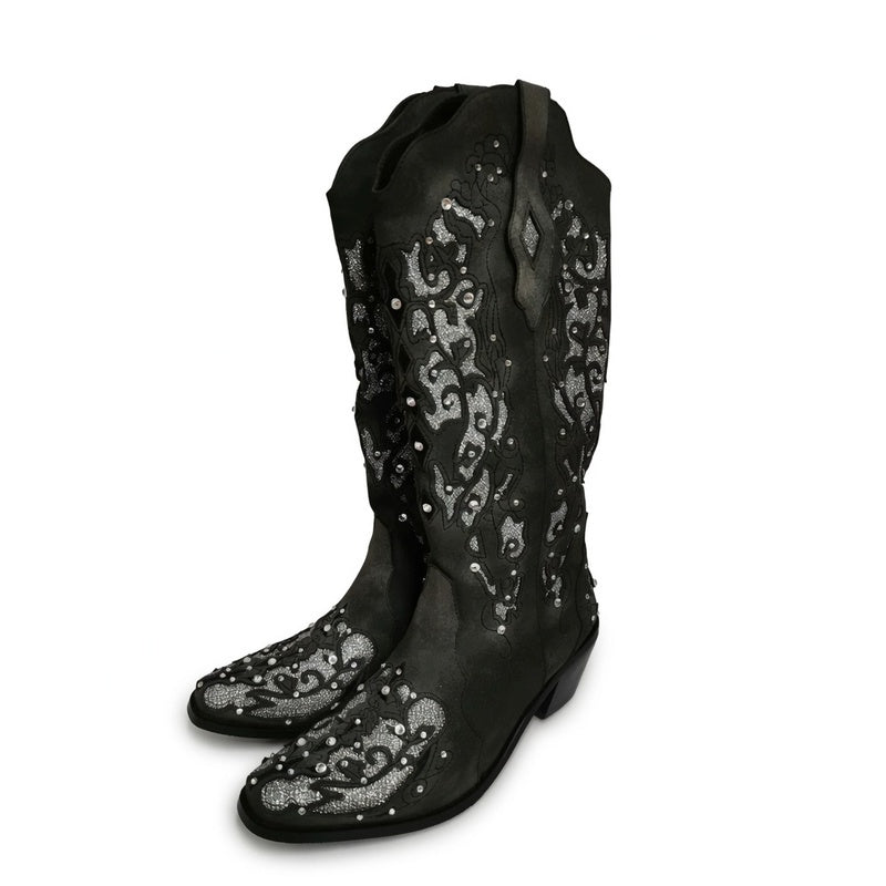 Crystal Embroidered Western Boots