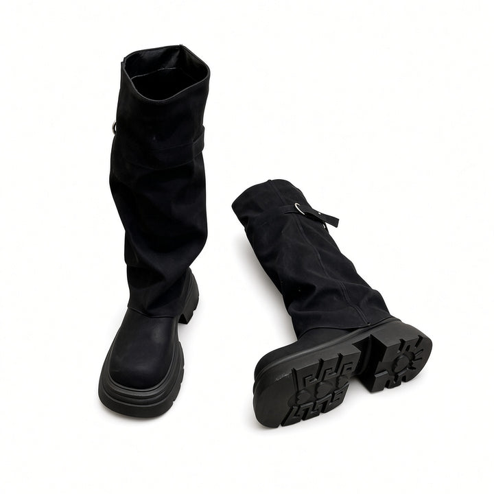 SUNKISSEDSTEP Women’s MotoSlouch Platform Tall Boots
