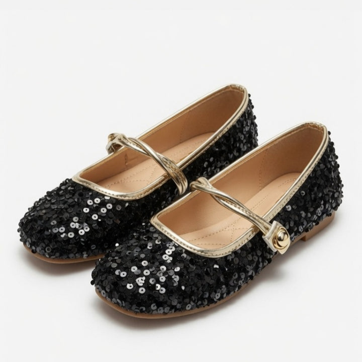 French Sequin Mary Jane Flats