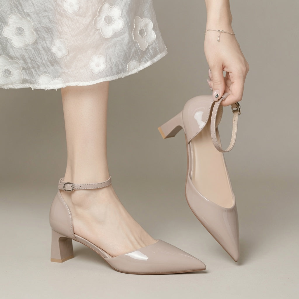 Elegant Hollow Pointed Toe Slingback Heels