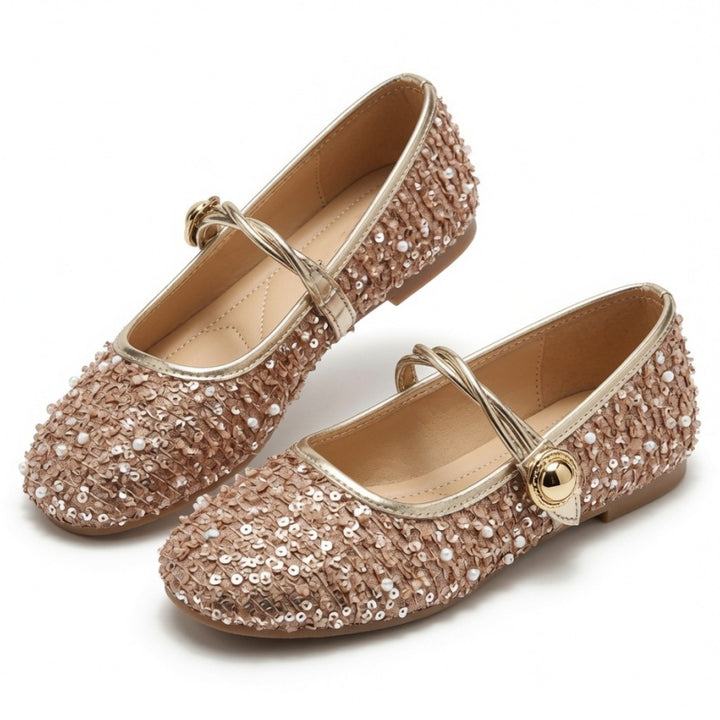 French Sequin Mary Jane Flats