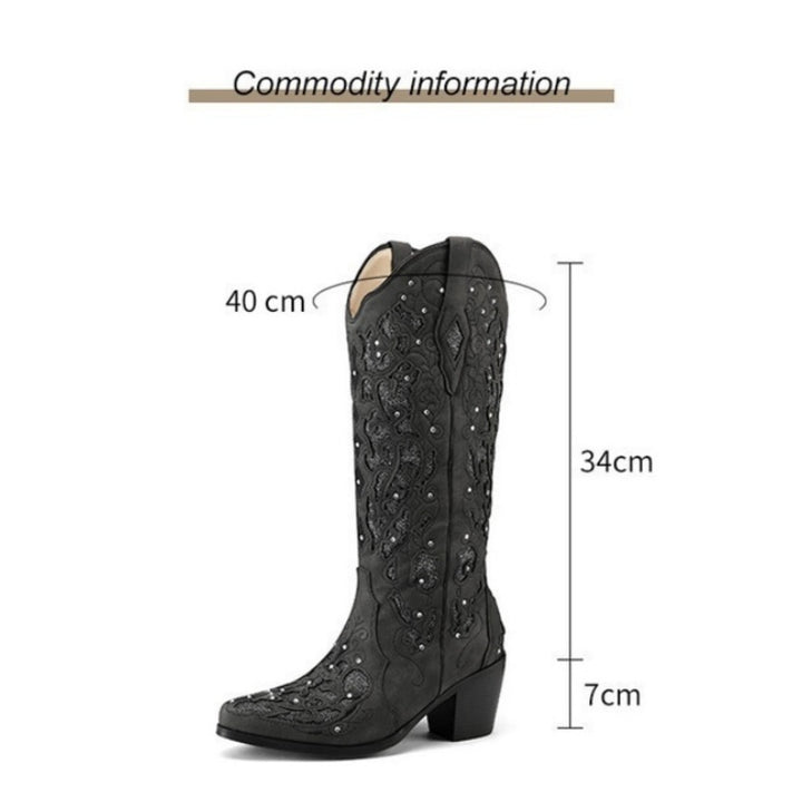 Crystal Embroidered Western Boots