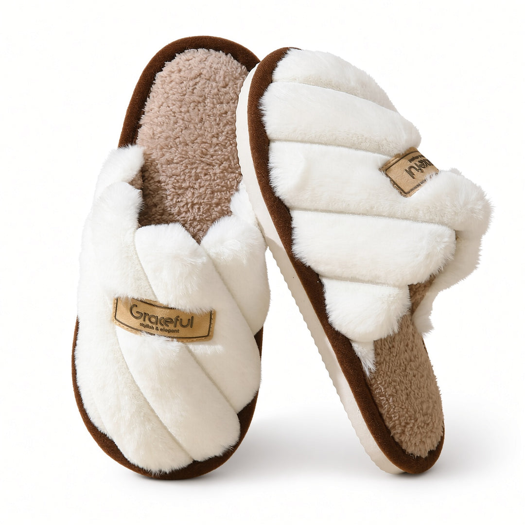 SUNKISSEDSTEP Women’s Cross-Band Plush House Slippers