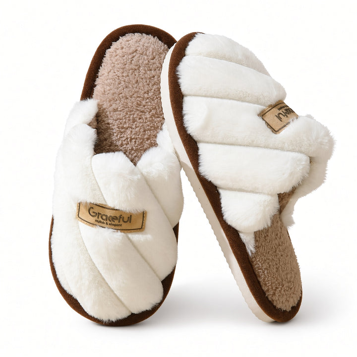 SUNKISSEDSTEP Women’s Cross-Band Plush House Slippers