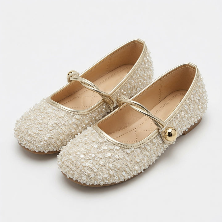 French Sequin Mary Jane Flats