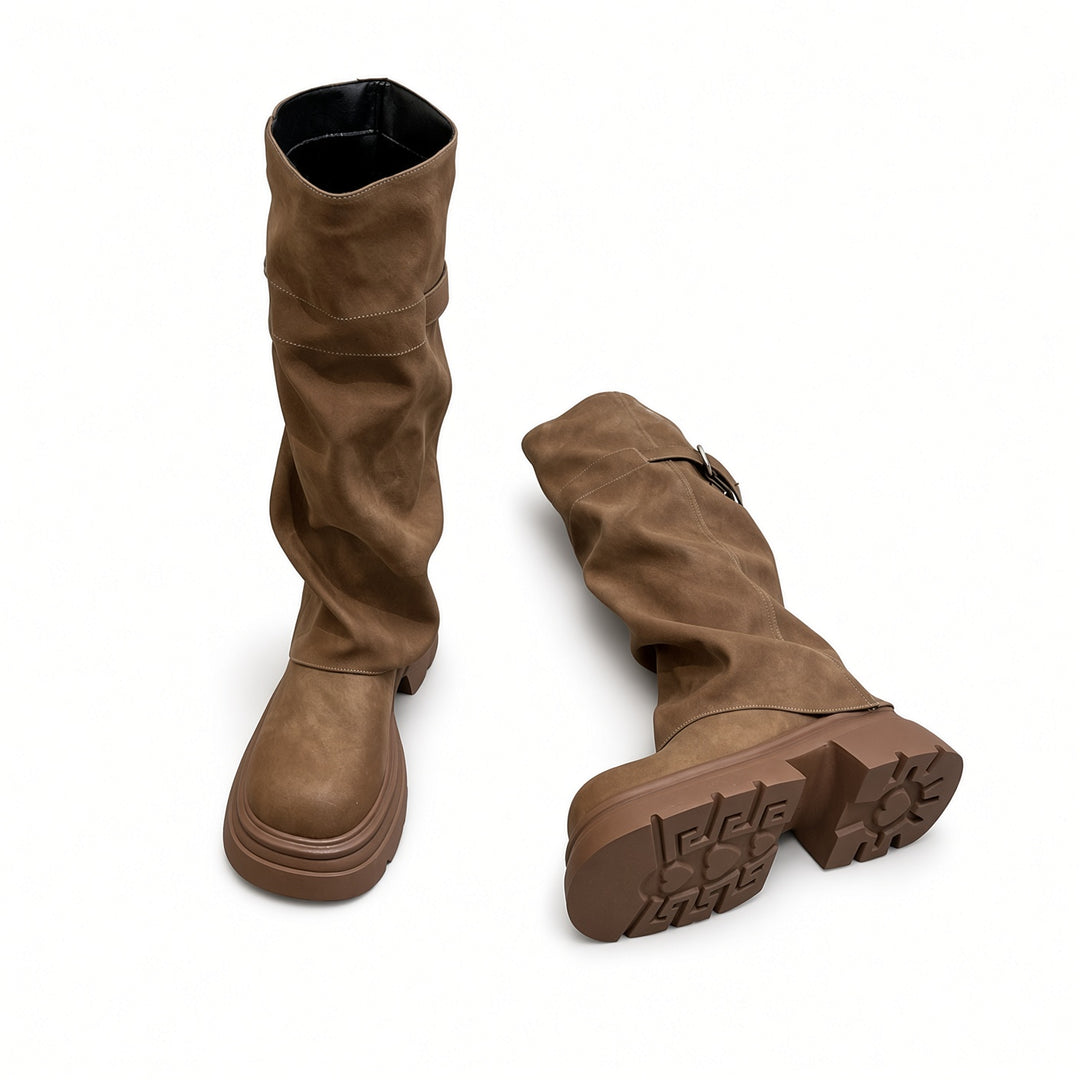 SUNKISSEDSTEP Women’s MotoSlouch Platform Tall Boots