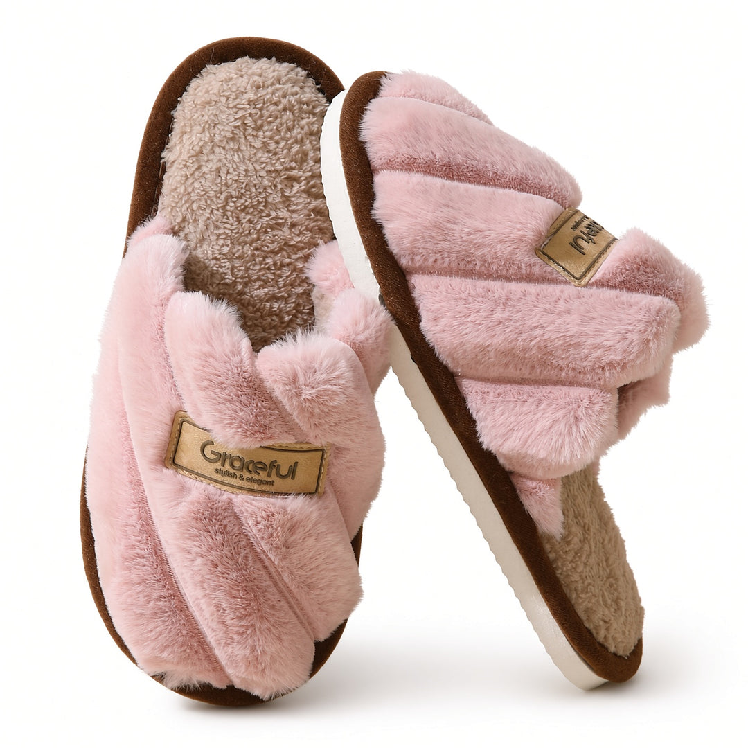 SUNKISSEDSTEP Women’s Cross-Band Plush House Slippers