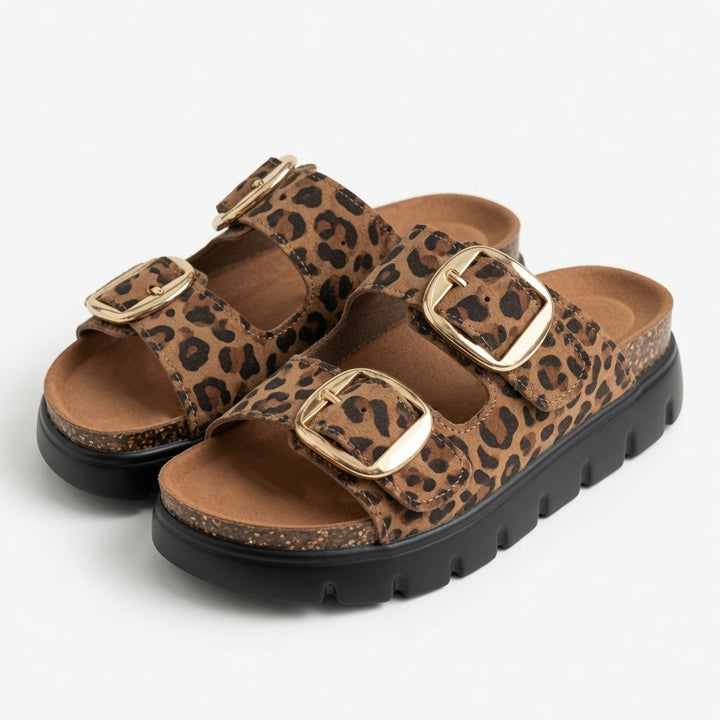 SUNKISSEDSTEP Women’s Savannah Leopard Platform Sandals (US 5.5-8)