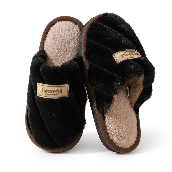 SUNKISSEDSTEP Women’s Cross-Band Plush House Slippers