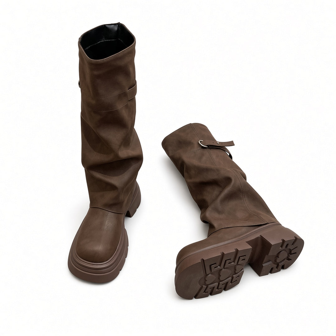 SUNKISSEDSTEP Women’s MotoSlouch Platform Tall Boots