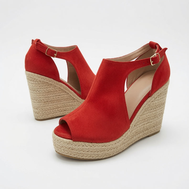 Espadrille Peep Toe Wedge Sandals